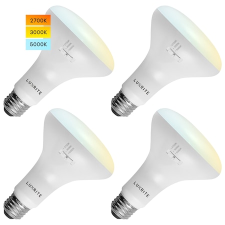 Luxrite BR30 LED Light Bulbs 9W (65W Equivalent) 850LM Dimmable E26 Base 4-Pack LR31857-4PK